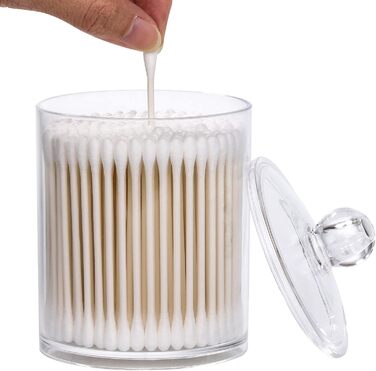 Набір контейнерів для ватних паличок, кульок та дисків Tbestmax, 3 шт. з дерев'яними кришками, 340 мл (12oz)