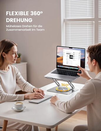 Підставка для ноутбука Lamicall - регульована, 360° обертання, складна, алюмінієва, для офісу/дому, сумісна з Macbook Pro Air, 10-17.3'