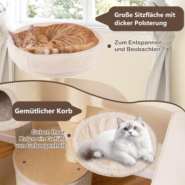 Дерев'яний кігтеточка для котів Costway 151 см з будиночком, гамаком та сизалевими стовпчиками