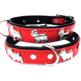Льорочок для собак Westie, шкіряний, обхват шиї 30-36 см, червоний, новий