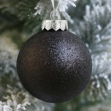 Чорні новорічні прикраси SLEETLY 28 шт. - кулі, льодинці, сніжинки. Стійкі до пошкоджень, пластикові