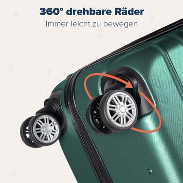 Набір валіз TRVLMORE 3 в 1: жорсткий корпус, ручна поклажа 55x40x20 см, сірий та темно-зелений