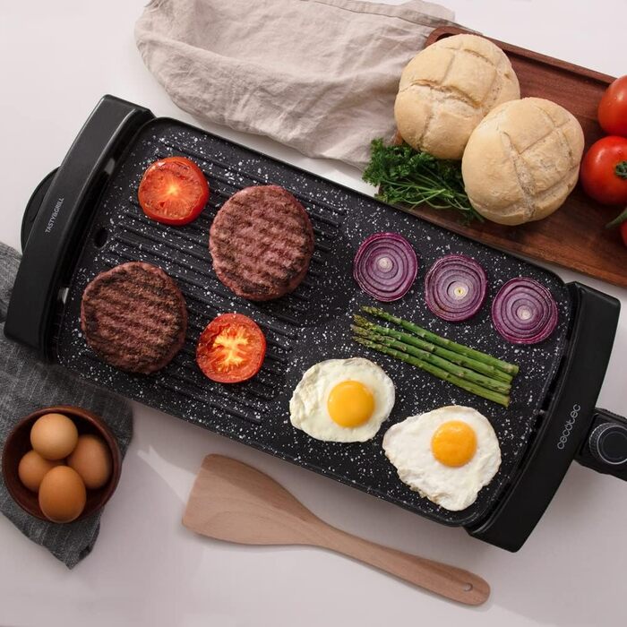 Cecotec TastyGrill 2000 Electric Grill Plate - Stainless Steel, Adjustable Temperature, Non-Stick Surface