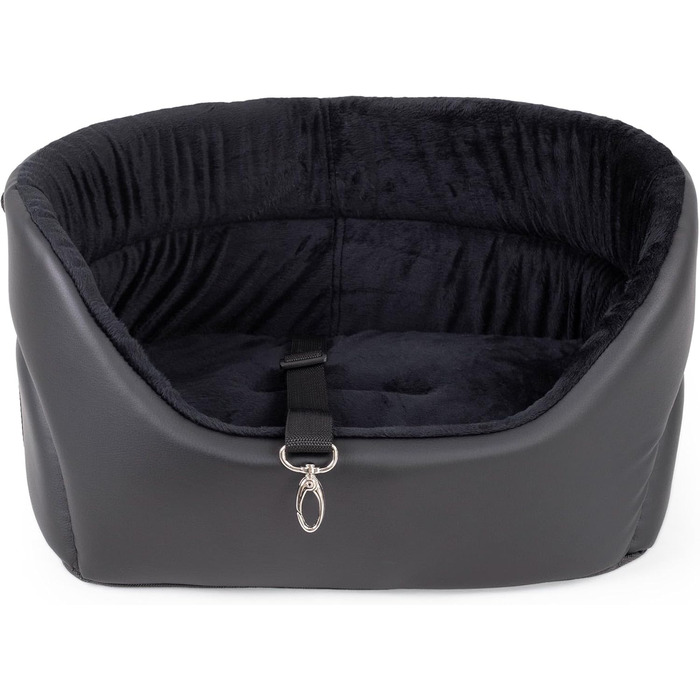 Автокрісло для собак Boutique Zoo M: 51x40 см, чорний, штучна замша - універсальне, миється, зносостійке