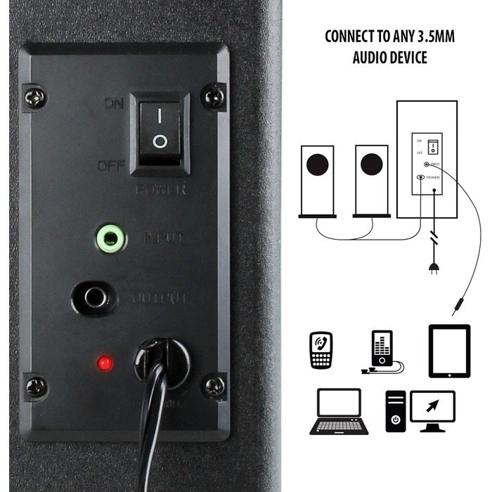 GOgroove 2.1 Аудіосистема для ПК з LED-підсвіткою: Комп'ютерні колонки, сабвуфер, ігрова стереосистема