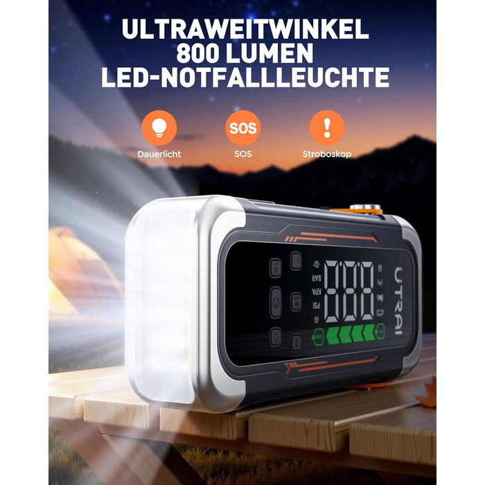 Powerbank для авто UTRAI 6000A з пусковим струмом, компресором та PD 30W – для бензин/дизель (до 10л)