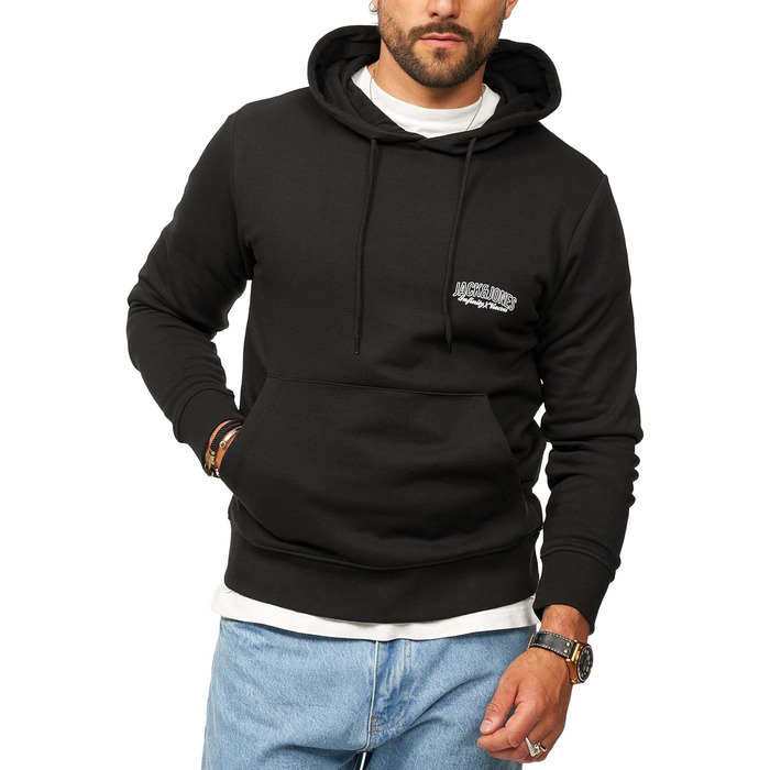 Чоловічий світшот з капюшоном JACK & JONE, чорний, розмір M