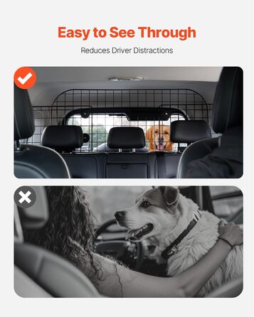 Автобар'єр для собак VEVOR, регульована перегородка, сітка (968x405 мм), захист для заднього сидіння, універсальна бар'єр для SUV, позашляховиків, вантажівок, не складається, 96.5-162 см * 41 см