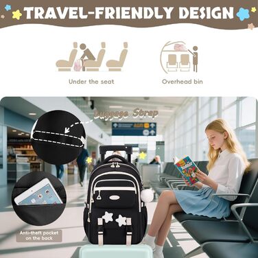 Набір шкільних рюкзаків для дівчаток Lässig: 3 шт. (рюкзак, ланчбокс, пенал) для 2-5 класів. Чорний шкільний рюкзак для підлітків та дітей.