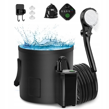 Кемпінговий душ 20Л з помпою, акумулятор 6000мАг, зарядка USB-C, шланг 2м