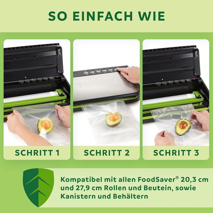 FoodSaver Вакуумний апарат для продуктів харчування з вбудованим зберіганням рулонів | Вакууматор з пристроєм для нарізання та режимом 'Delicate Food' | Містить сортовані вакуумні пакети [FFS005X] Зберігання рулонів
