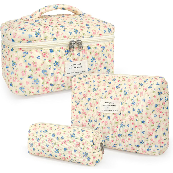 Набір косметичок для жінок: 3 шт. для макіяжу, подорожей та повсякденного використання. Великі косметички для дівчат та жінок