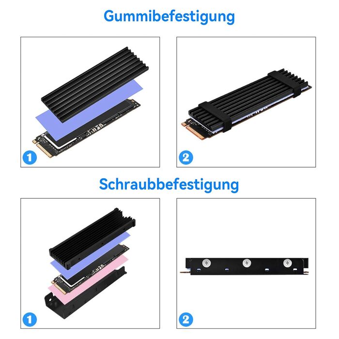 Радіатор охолодження M.2 2280 для SSD, алюміній, з термопрокладками, чорний, для ПК/PS5/PS5 Slim