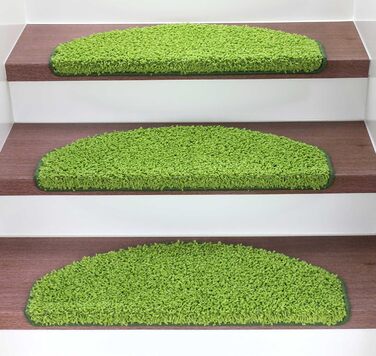 Kettelservice-Metzker Stair Treads/Step Mats Shaggy - Half-Round 10 Current Colors in Value Pack 15 Pieces (Light Green) -Light Green-