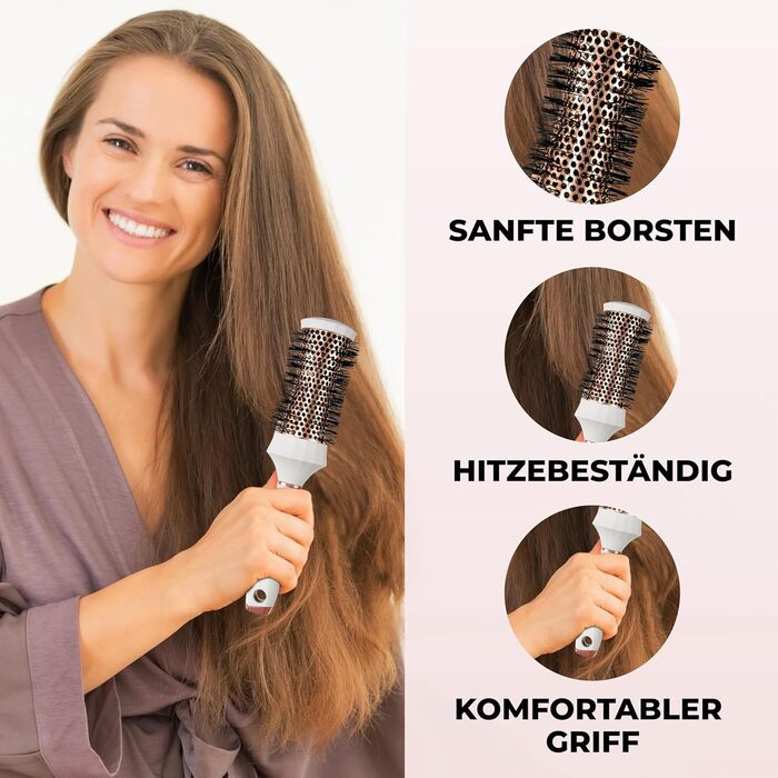 Набір гребінців Lily England Runde: 4 шт. Професійний набір для укладки волосся, 3 круглі гребінці та гребінь, подарунковий набір для жінок