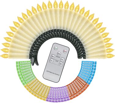 Kisidus бездротові LED свічки для ялинки, 40 шт, з батарейками, теплий білий, пульт ДУ, таймер
