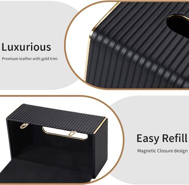 Скляниця для серветок з PU шкіри, чорна в смужку