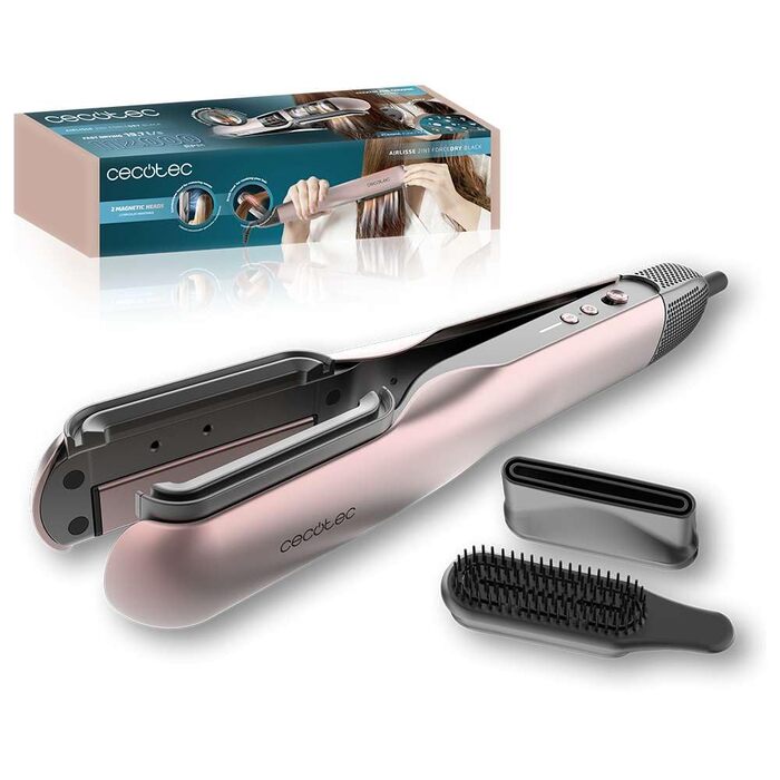 Випрямляч для волосся Cecotec AirLisse 2in1 ForceDry з феном, 1000 Вт, чорний - безсульфатний, з плазмою, 4 температури