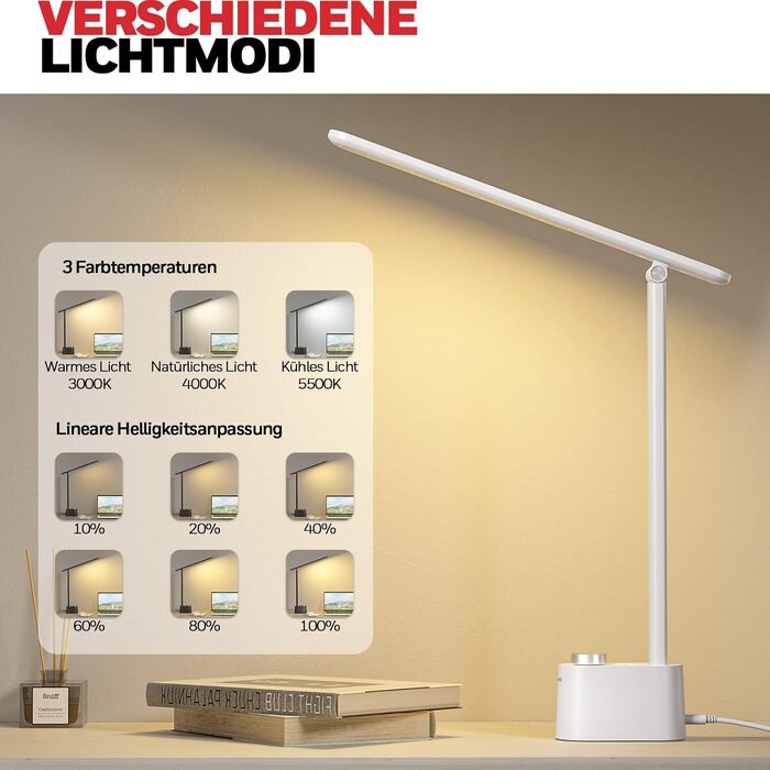 LED-лампа Honeywell H01 Pro Sunturalux™ з USB-портом для зарядки, 3 режими, регулювання яскравості, для дому, офісу та читання