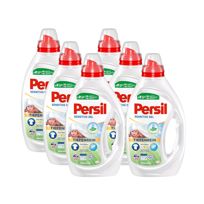 Рідкий пральний засіб Persil Sensitive Gel для алергіків та дітей з алое вера, гіпоалергенний гель для чутливої шкіри, 900 мл (набір 6 шт)
