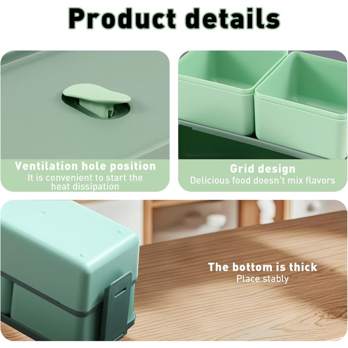 Електрична обідовниця з підігрівом 1.5L, портативна, для роботи, сім'ї, кемпінгу, офісу, подорожей, будівництва (зелена)