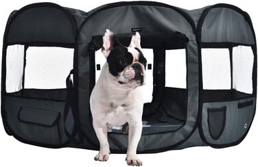 Amazon Basics Octagon Portable Pet Playpen - 114cm Grey