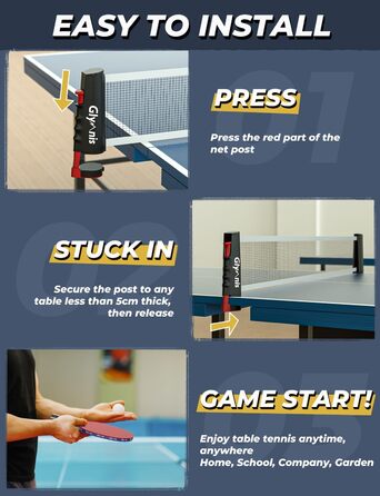 Набір для пінг-понгу Glymnis: портативний, з мережею, ракетками та м'ячами (3 зірки)