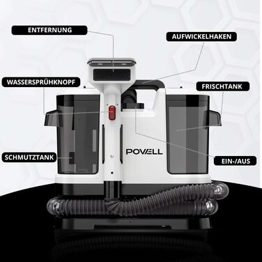 Портативний пилосос для чищення килимів Powell Waschsauger 450W, 13kPA, для килимів, диванів, автомобілів (сірий)