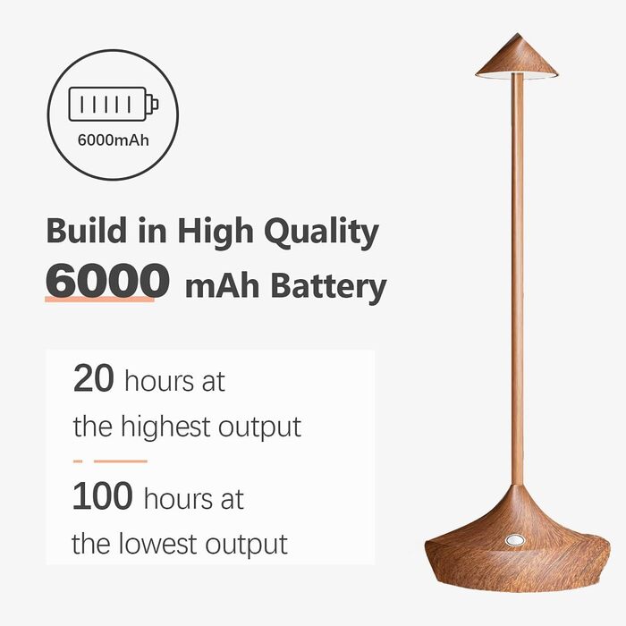 Світлодіодні акумуляторні настільні лампи Hapfish 2 шт, бездротові, диммуються, алюмінієві, водонепроникні, для дому, саду, ресторану (коричневі, дерев'яний колір)