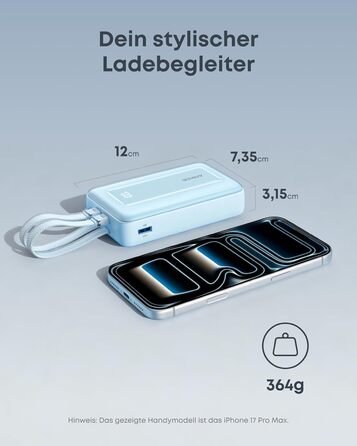 Anker Zolo Powerbank 20000mAh 45W: Зовнішній акумулятор з USB-C кабелем для iPhone, Samsung, MacBook (Чорний)