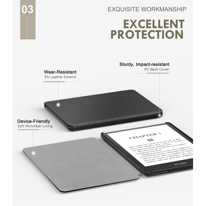 Чохол MoKo для Kindle Paperwhite 11 (2021) 6.8 дюйма, тонкий, легкий, з авто-вимиканням, зелений, чорний