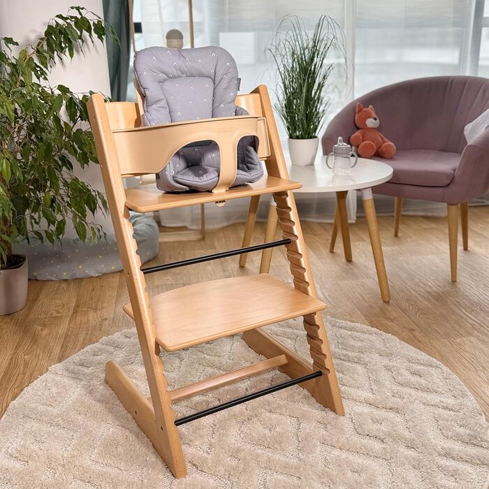 Зменшувач сидіння LaLoona для стільчика Stokke Tripp Trapp, м'яка дитяча подушка з бавовни, OEKO-TEX, машинне прання, сірий з візерунком