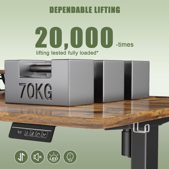Електричний стіл Devoko 180×80 см з регулюванням висоти, моніторною підставкою, 2 пам'ятями висоти, для спальні, кабінету, офісу, білий