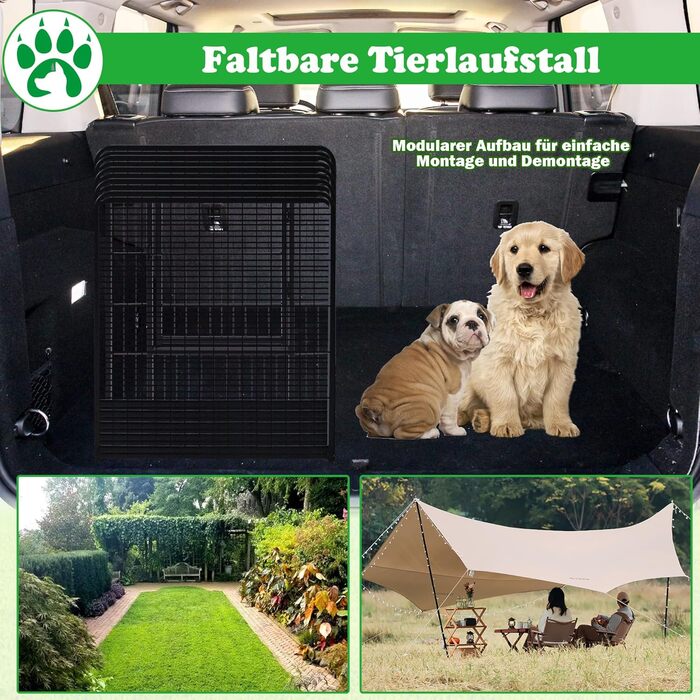 Набір вольєрів для собак SUBTLETY (6 шт.) з дверима та ґрунтовими анкерами. Freilaufgehege, загородження для собак, вольєр для цуценят, портативний вольєр для тварин, для саду та кемпінгу. Стійкий до погодних умов.