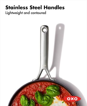 Набір посуду OXO Professionelles 5 предметів: каструлі та сковороди з керамічним покриттям, індукційні, з нержавіючої сталі, без PFAS, з алмазним посиленням, для посудомийної машини, чорний