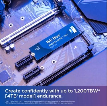 SSD накопичувач Western Digital WD Blue SN5000 4TB NVMe PCIe Gen4 - Швидкість до 5000 МБ/с, 300 TBW, WD nCache 4.0