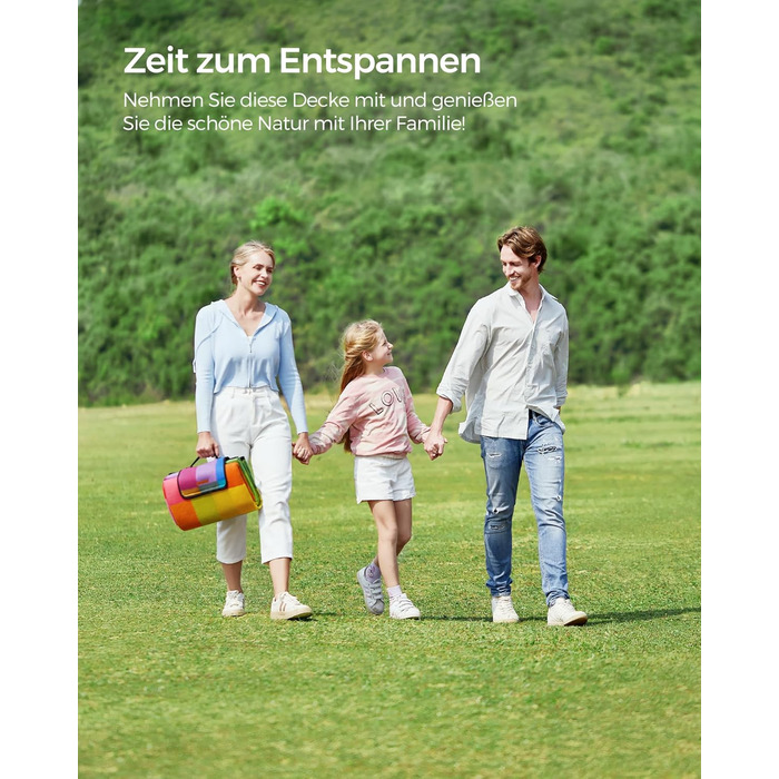 Плед для пікніка SONGMICS 195x150 см, водонепроникний, складаний, в клітку - для парку, саду, пляжу