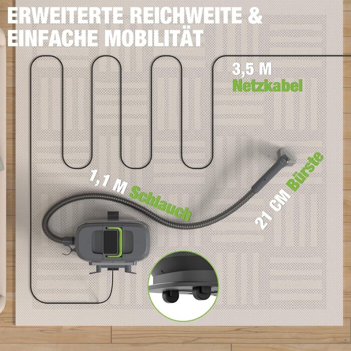 WORKPRO Мийний пилосос для килимів та м'яких меблів, 16 kPa, 4 режими очищення, насадки для килимів, диванів, матраців, вікон, видалення тваринських плям