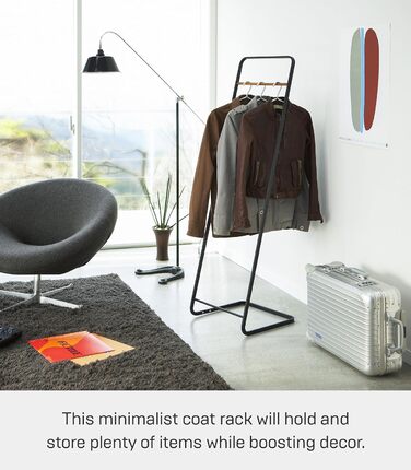 Yamazaki 7672 TOWER Wardrobe, Black, Steel / Wood, Minimalist, 40 x 40 x 140 cm