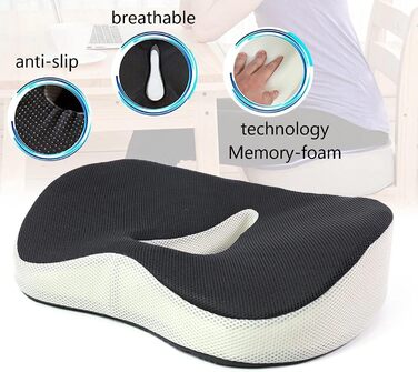 Подушка ортопедична Coxis з піни Memory Foam для офісного крісла, автомобіля, кухні: підтримка спини, геморою, при анальних тріщинах