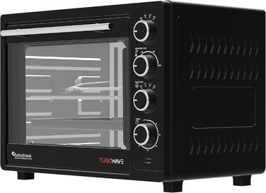 Міні-піч TurboTronic 35л з конвекцією, чорна, 1600W, з 2 дека, таймером, функцією грилю та піци