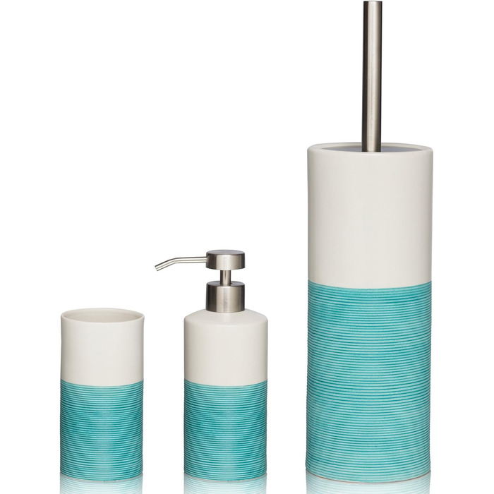 Дозатор для мила Sealskin Doppio, з натурального порцеляни, без свердління, для ванної кімнати та кухні, ручний розпис (Аква, Single)