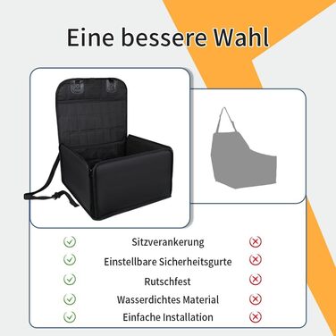 Автомобільний лежак для собак, стабільний бокс для собак на заднє сидіння, водонепроникний, чорний