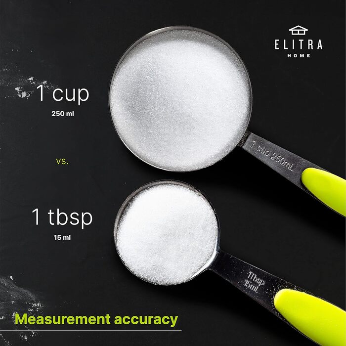 13-Piece Measuring Cup and Spoon Set including 10 Stainless Steel Measuring Spoons and 3 Plastic Measuring Cups - from Elitra Home