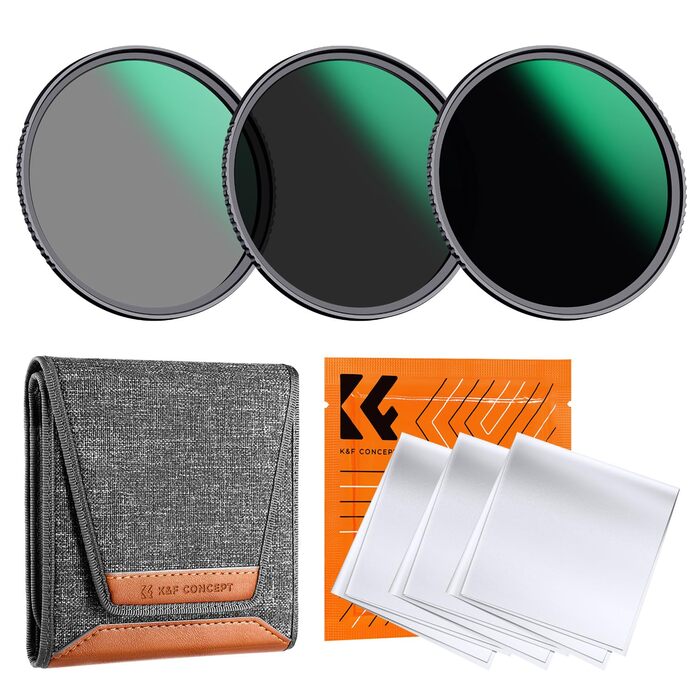 Фільтр ND K&F Concept 67мм ND8/ND64/ND1000 (Nano Dazzle) + Чохол + Салфетки - Набір нейтральних фільтрів для фотокамер