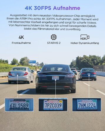 Автомобільний відеореєстратор VIOFO A119M Pro 4K HDR з Wi-Fi 6, GPS, нічною зйомкою, CPL-фільтром та режимом паркування