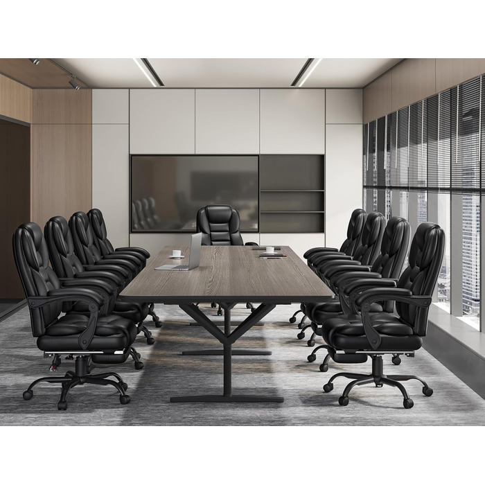 Ергономічне крісло Yaheetech для офісу, керівника з підставкою для ніг, регульовані підлокітники, комп'ютерне крісло з високою спинкою, чорне