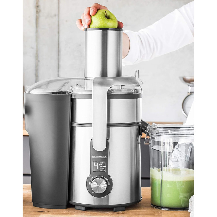Центрифужна соковижималка Gastroback 40151 Design Multi Juicer Digital, 1300 Вт, XXL завантажувальний отвір 84 мм, 5 швидкостей