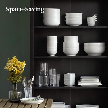 Набір супових тарілок DOWAN (4 шт.) 650 мл, 1100 мл, білі керамічні тарілки для кухні, супові та паста