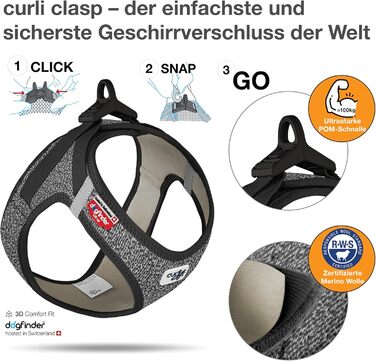 Шлейка для собак Merino curli Clasp чорна L